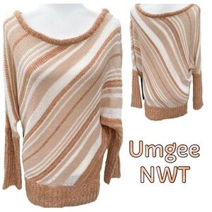 Umgee NWT Tan and Cream Off the Shoulder Sweater Sz M
